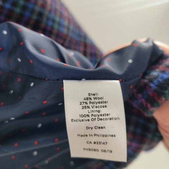 TALBOTS  Mistletoe Plaid Shetland Wool Blazer Jacket Size 16 - Picture 4 of 6